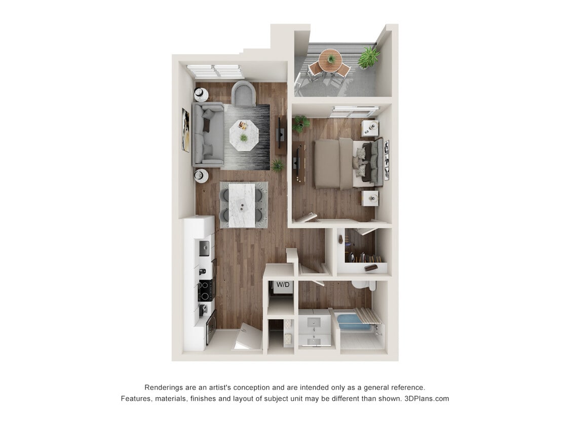 Floor Plan - 1 Bed 1 Bath - 700 sqft