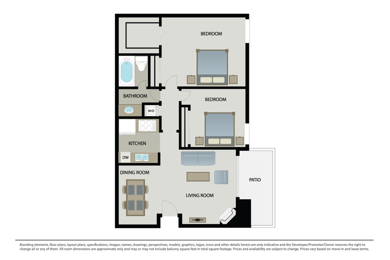 Floor Plan - C1 - 2 Bed 1 Bath