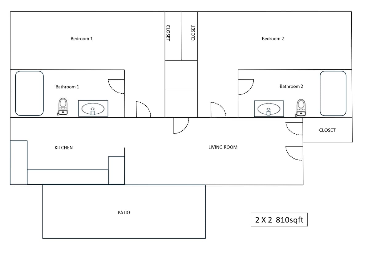 Floor Plan - 2 Bed 2 Bath