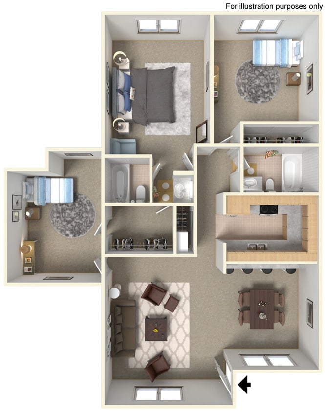 Floor Plan - 3 bed 2 bath