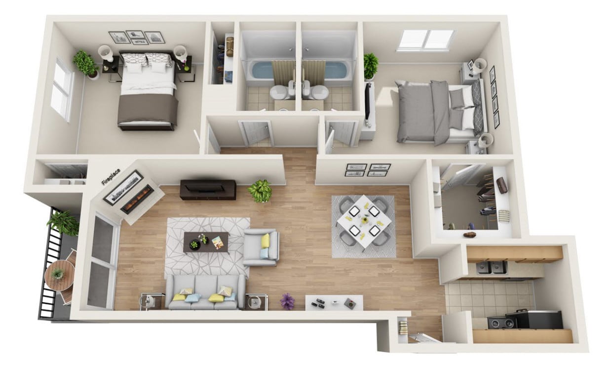 Floor Plan - 2 Bed 2 Bath A