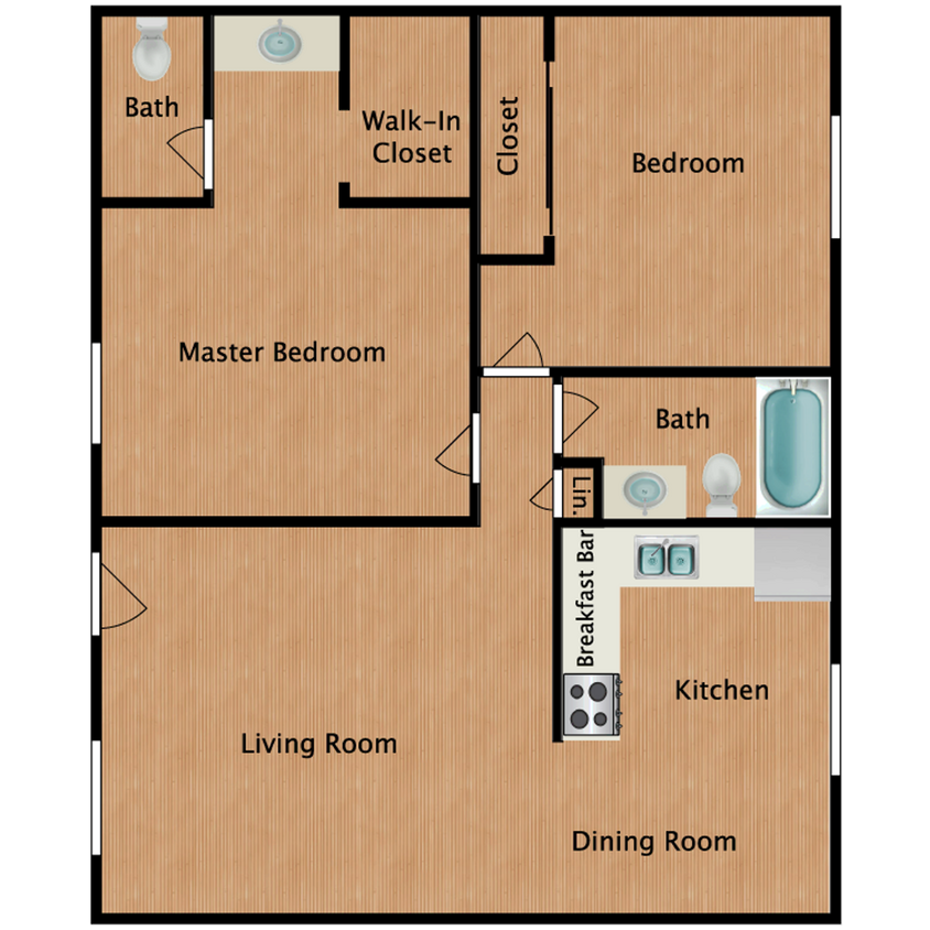 Floor Plan - 2 / 1.5 Remodeled Upstairs Unit