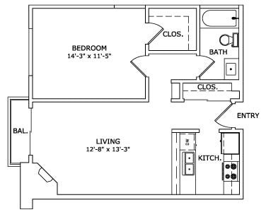 1 Bedroom - 1x1