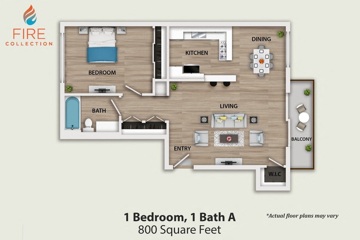 Floor Plan - 1 Bedroom, 1 Bath