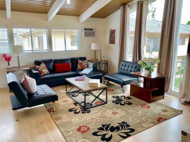 Living room with Vaulter Ceilings - 1153 N Ogden Dr Unit Ogden Duplex Upstairs