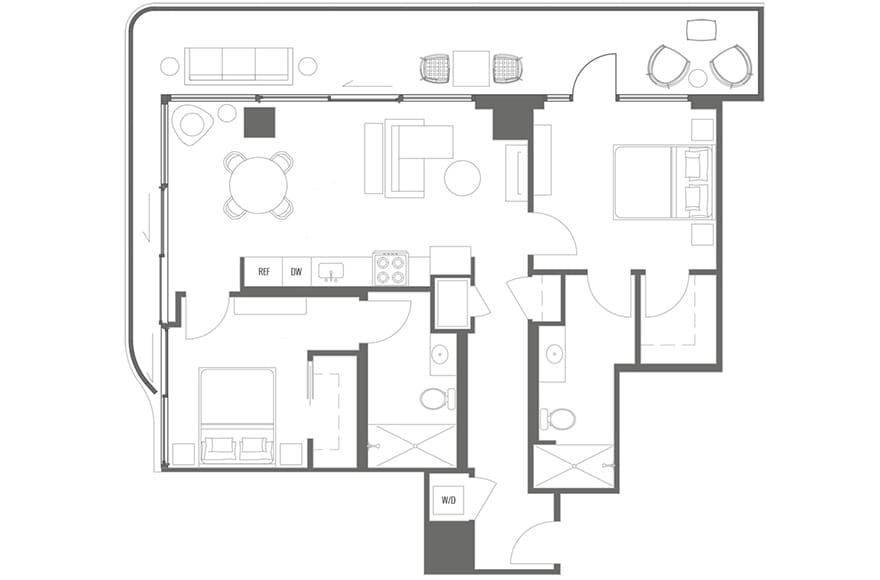 Floor Plan - PH-B1 Penthouse Two Bedroom Two Bathroom