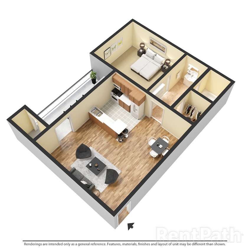 Floor Plan - 1 Bedroom + 1 Bathroom