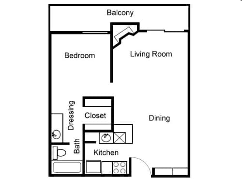 1BR/1BA - 1BR/1BA B