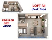 Loft A1 - 495 SF (South Side) - Panorama Tower Apartments