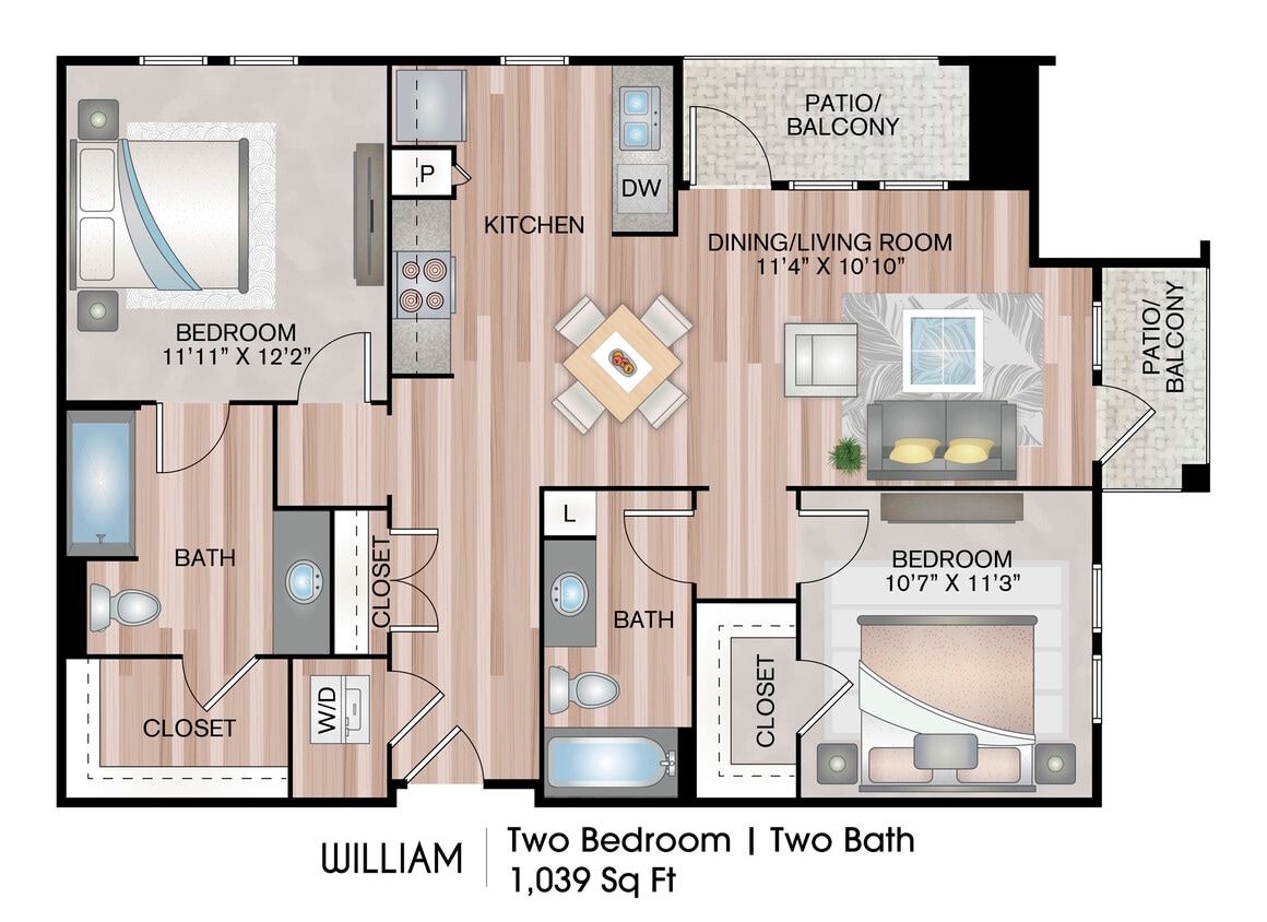 Two Bedroom Floorplan - William