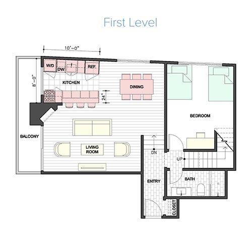 Floor Plan - 2 Bedroom 2 Bath