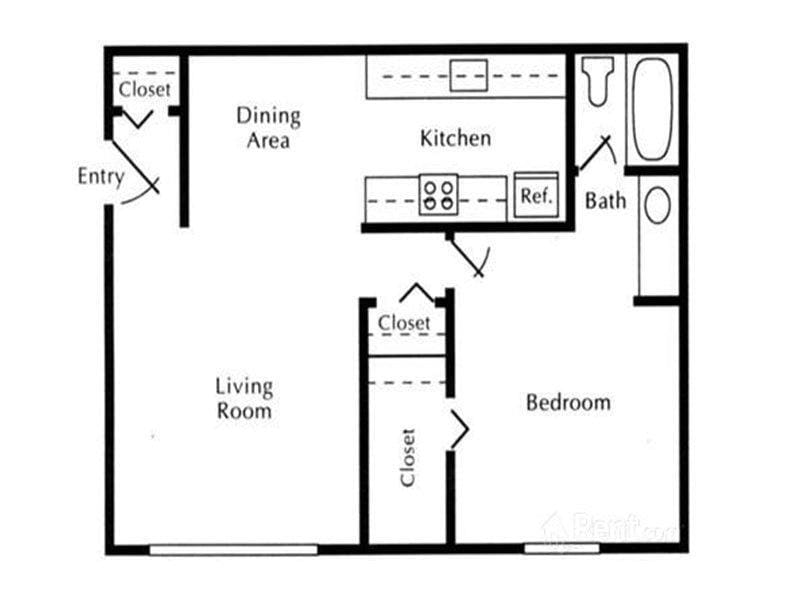 Floor Plan - 2 Bedroom 1Bath