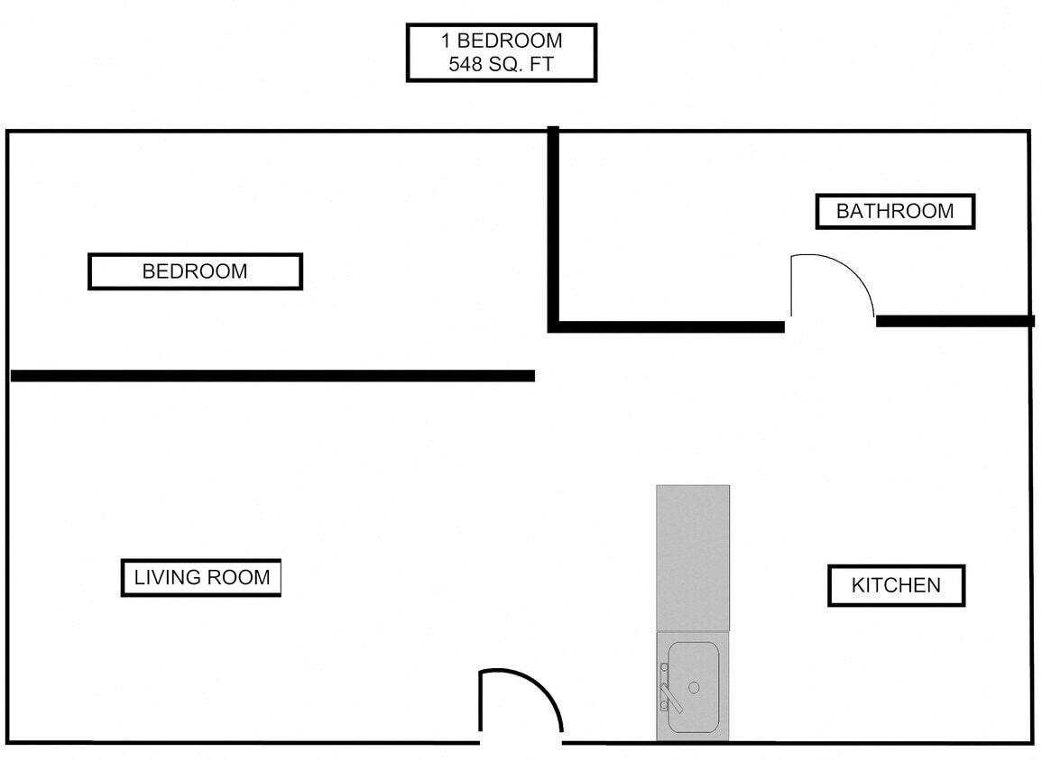 Floor Plan - 1 Bed 1 Bath - 3351 Marine