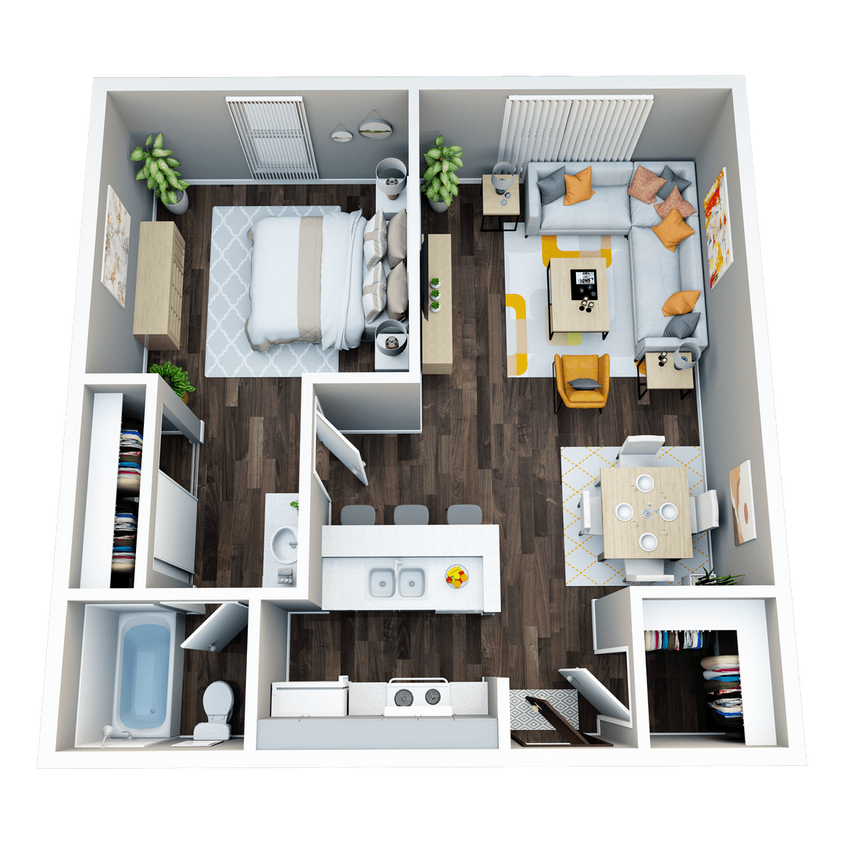 Floor Plan - One Bedroom, One Bath
