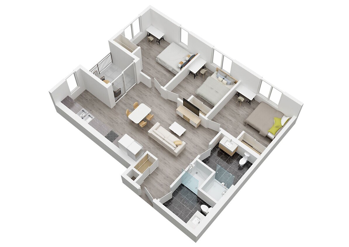 Floor Plan - Premium Apartments at 1317 W Jefferson Blvd - U...