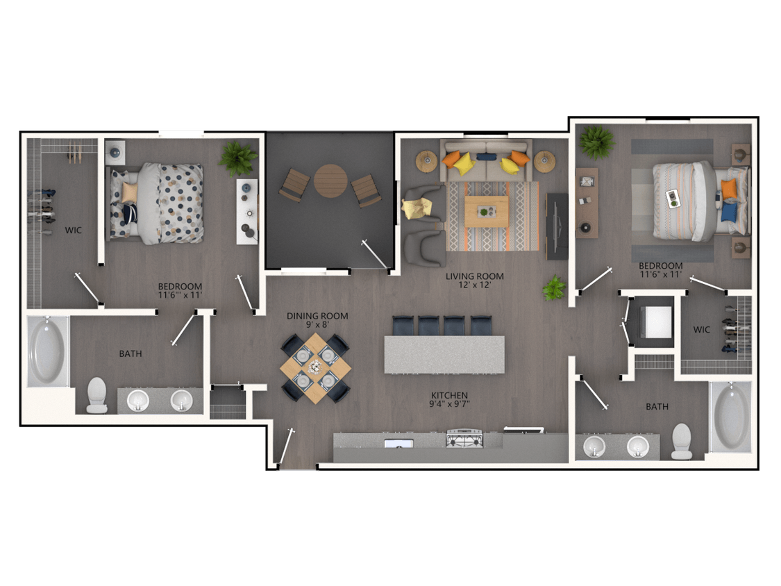 Floor Plan - Two BR Two BA B3