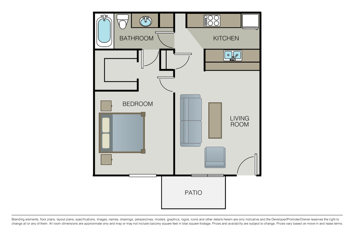 Floor Plan - 1 Bed 1 Bath