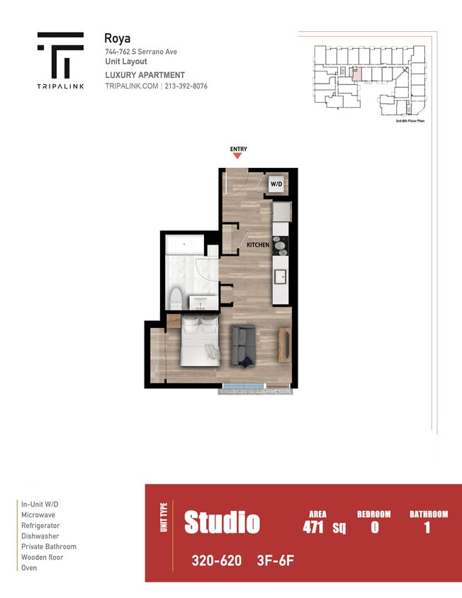 Floor Plan - Studio - 471 sqft