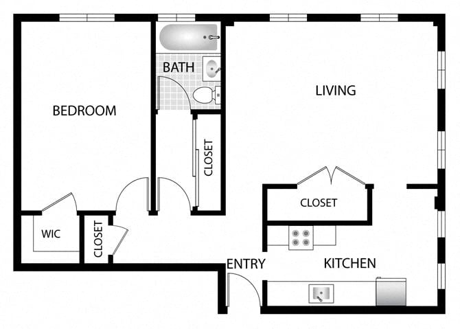 Floor Plan - 1 bedroom 1 bath