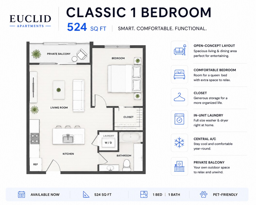Floor Plan - Classic 1-Bedroom