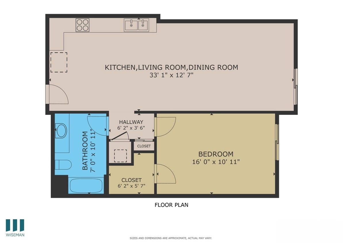 Floor Plan - One-Bedroom One-Bathroom - C