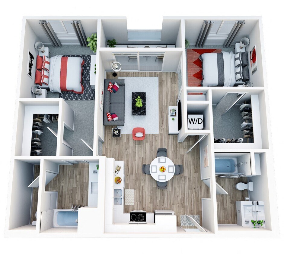 Floor Plan - 2 Bedroom, 2 Bath E