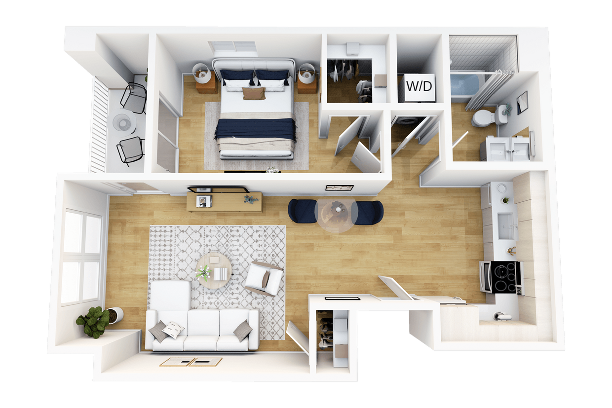 Floor Plan - 1 Bedroom, 1 Bath G