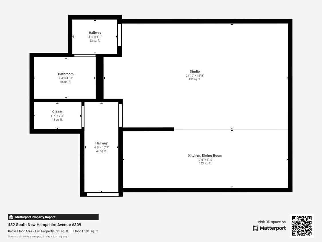 Floor Plan - 1 Bed 1 Bath 1