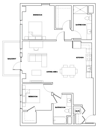 Floor Plan - 2 Bedroom M Trilby
