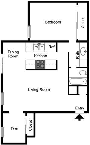Floor Plan - 1 Bedroom 1 Bath Den
