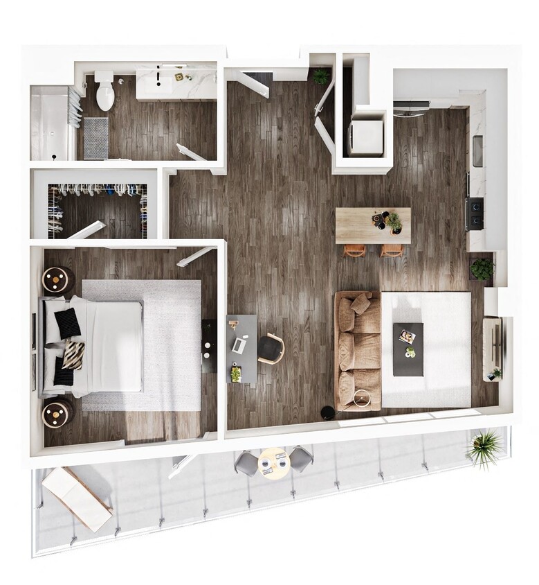 Floor Plan - 1 Bedroom | 1 Bath | Plan A25