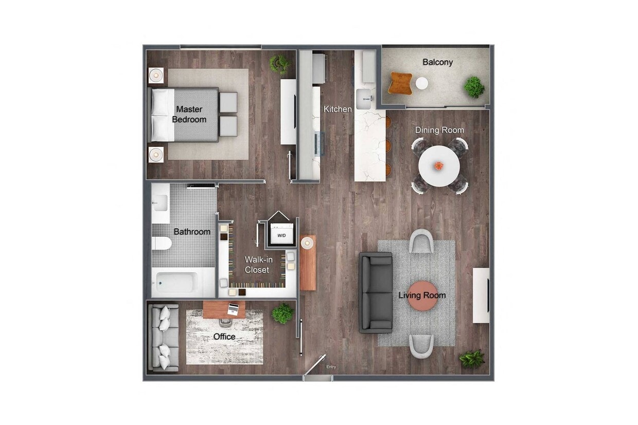 Floor Plan - 1 Bed 1 Bath - Office