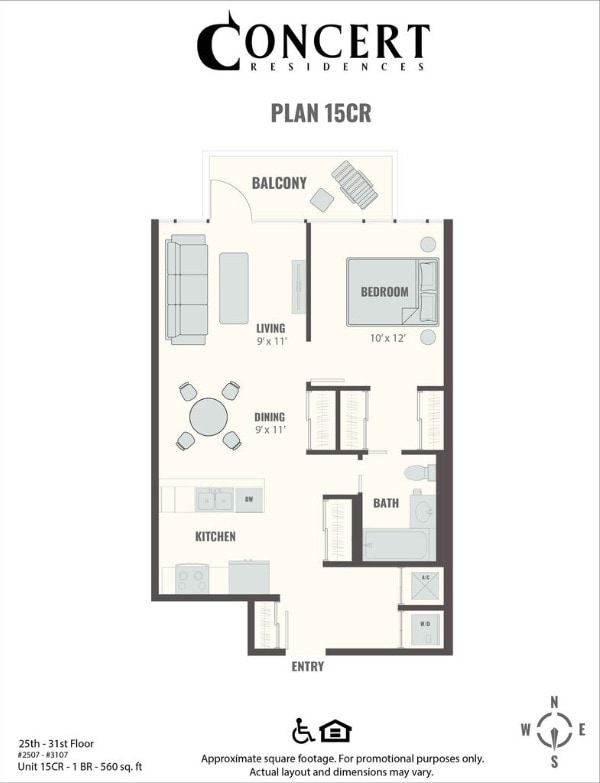 Floor Plan - Concert 15CR 1x1