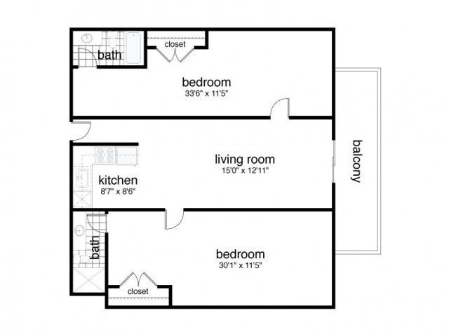 Floor Plan - 2 Bed 2 Bath