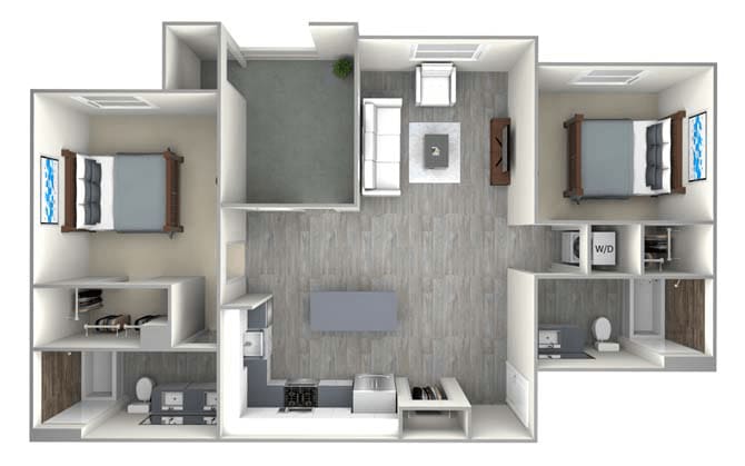 Floor Plan - 2 Bed 2 Bath B1