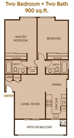 2BR/2BA - Two Bedroom