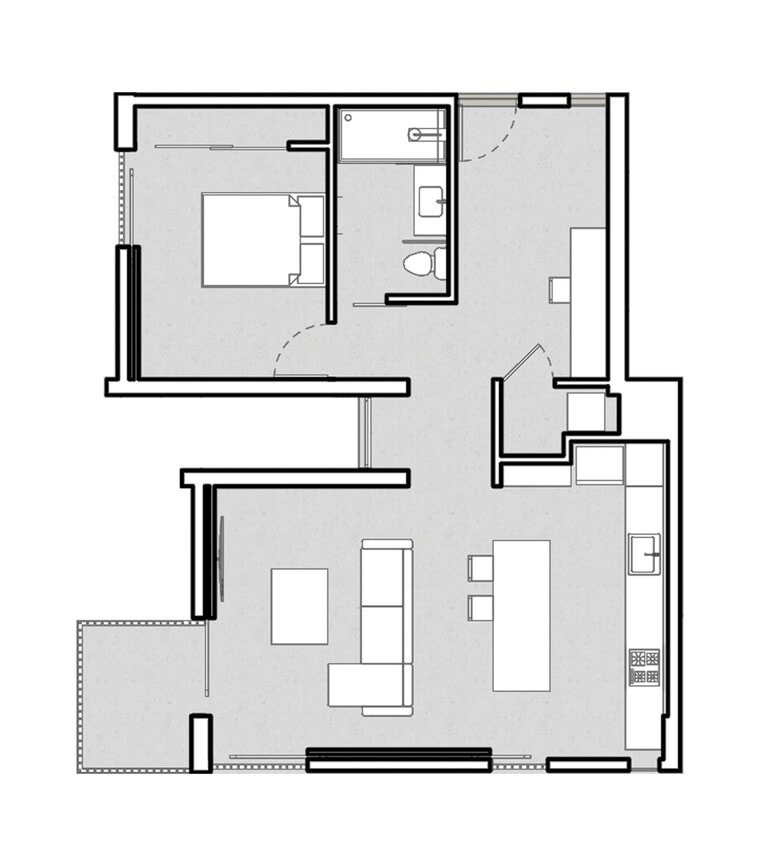 Floor Plan - 1 BR Balcony + Den Floorplan F