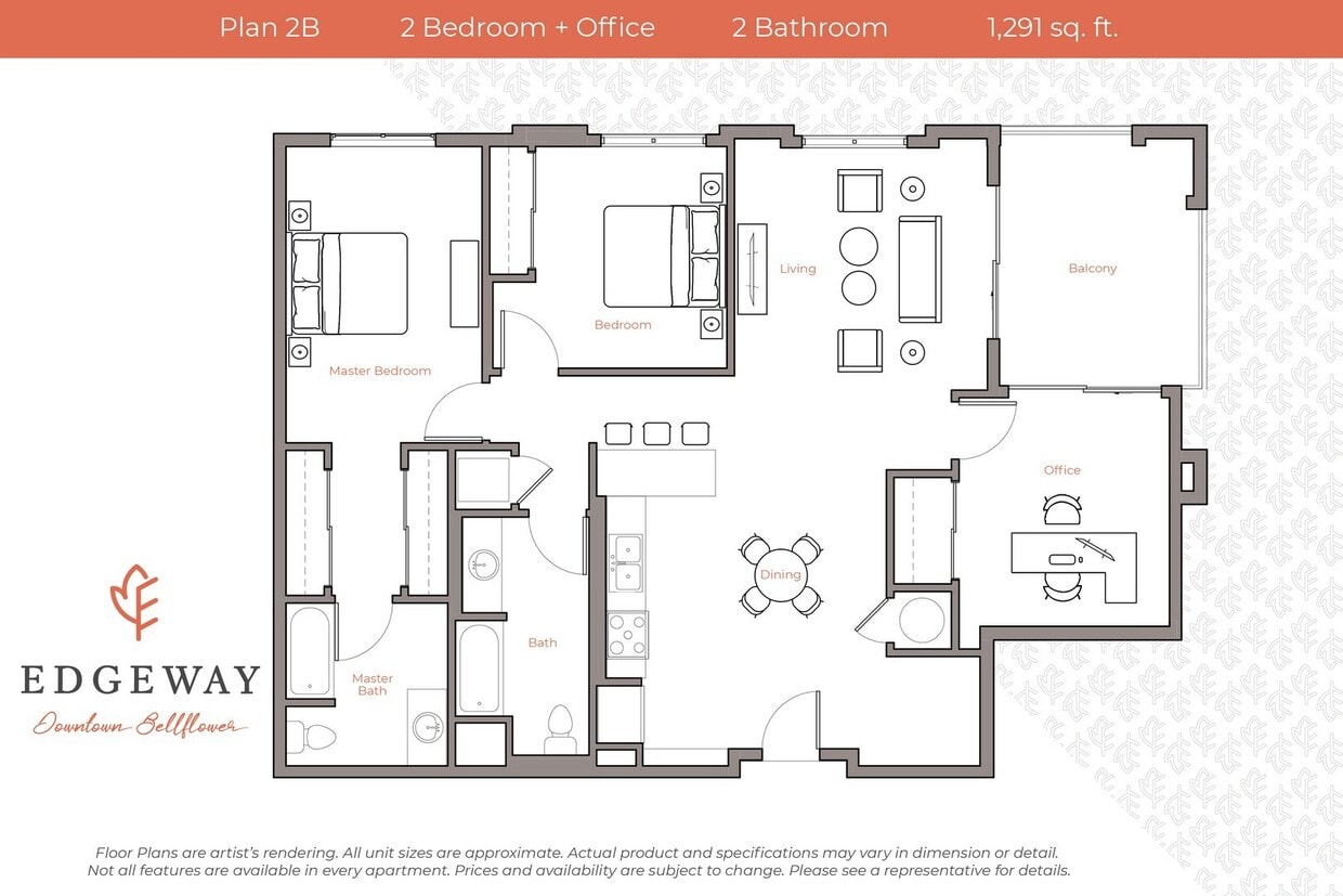 Floor Plan - Plan 2B -  Junior 3 Bedroom, 2 Bath