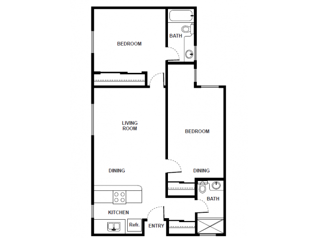 Floor Plan - 2 Bedroom/ 2 Bath