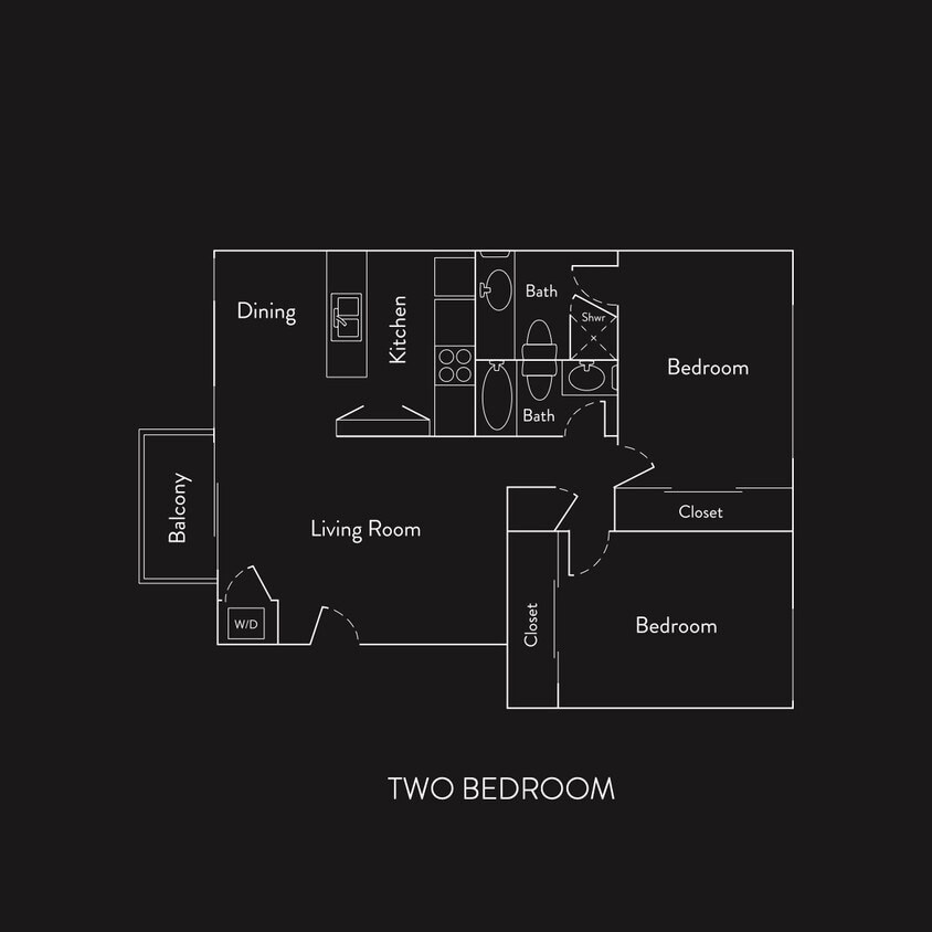 Floor Plan - 2 Bed 2 Bath UP