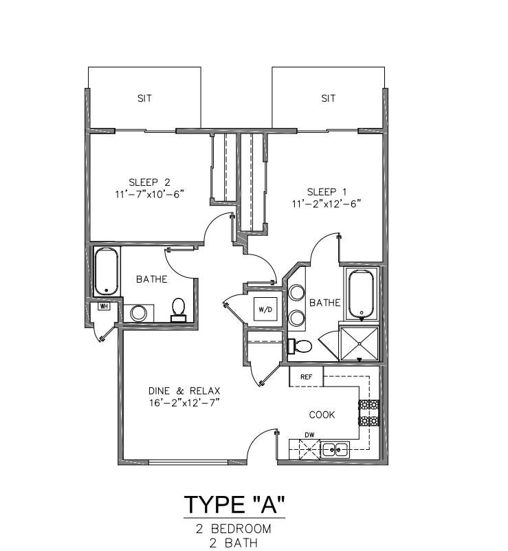 Floor Plan - #202 | Floor Plan B: AVAILABLE: 11/6/20