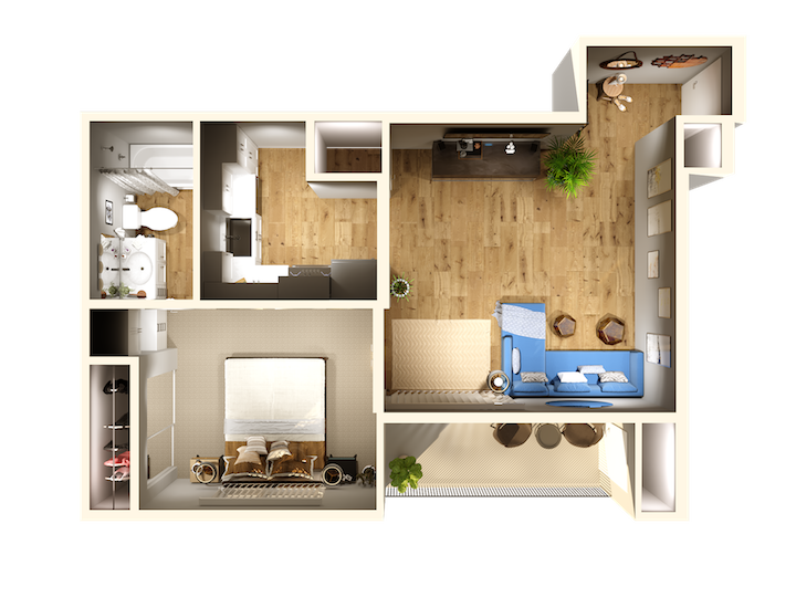 Floor Plan - 1 Bed/1 Bath small