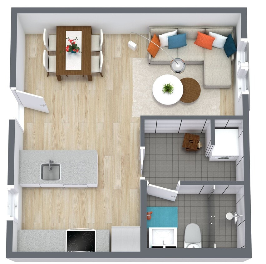 Floor Plan - Studio / 1 Bath - 470 sq ft - ADU - Affordable
