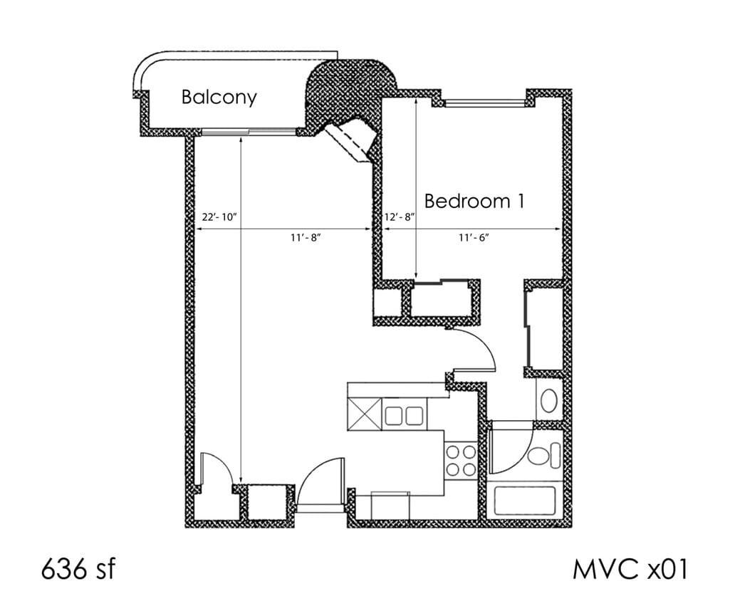 Floor Plan - 1BR 1BA - FLOOR PLAN I - 1400 MIDVALE