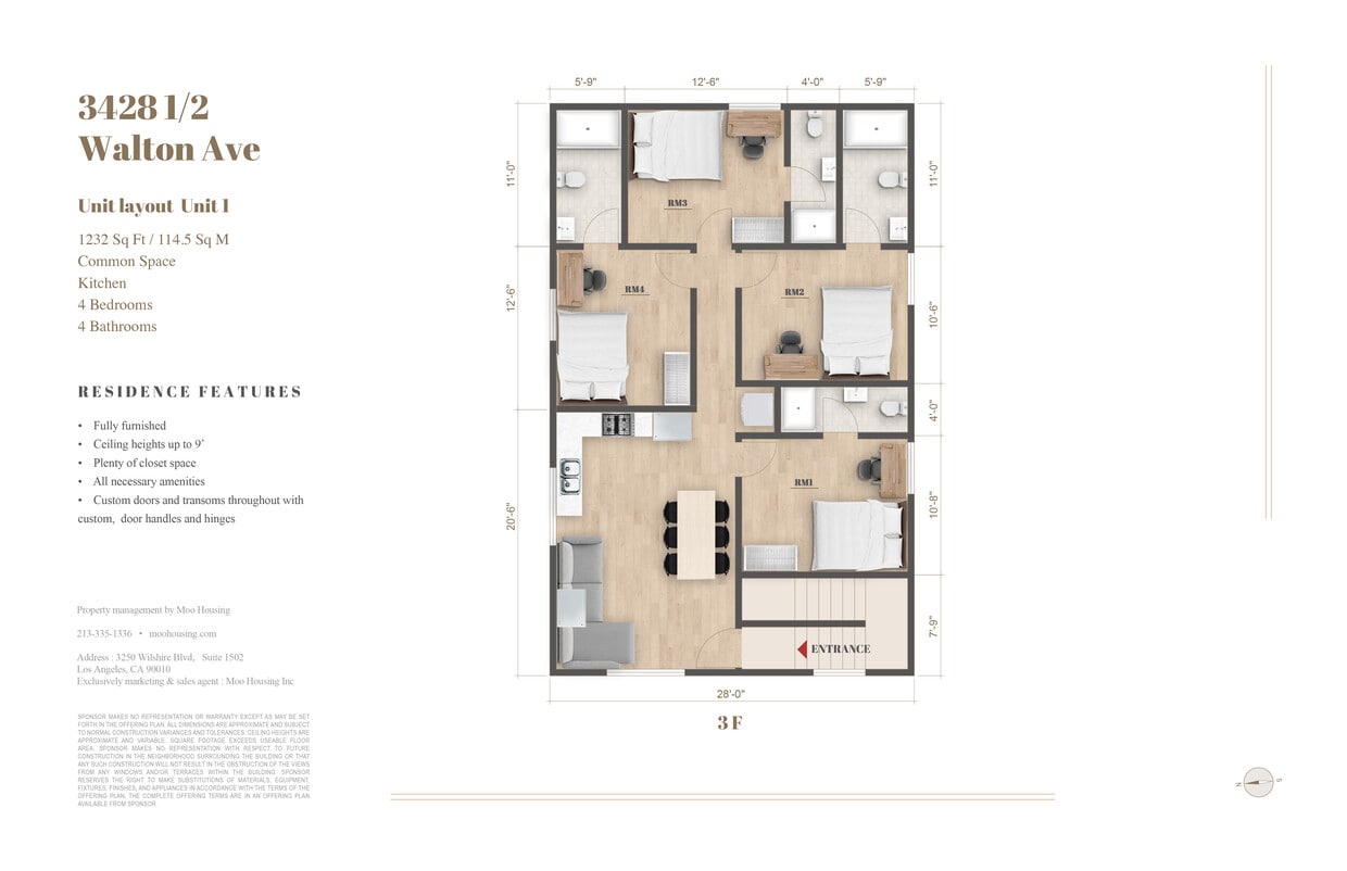 Floor Plan - 3428 Walton Ave (4B4B)