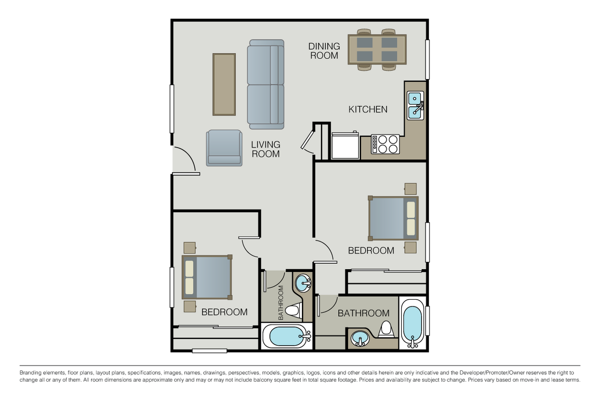 Floor Plan - 2 Bed 2 Bath (FL)