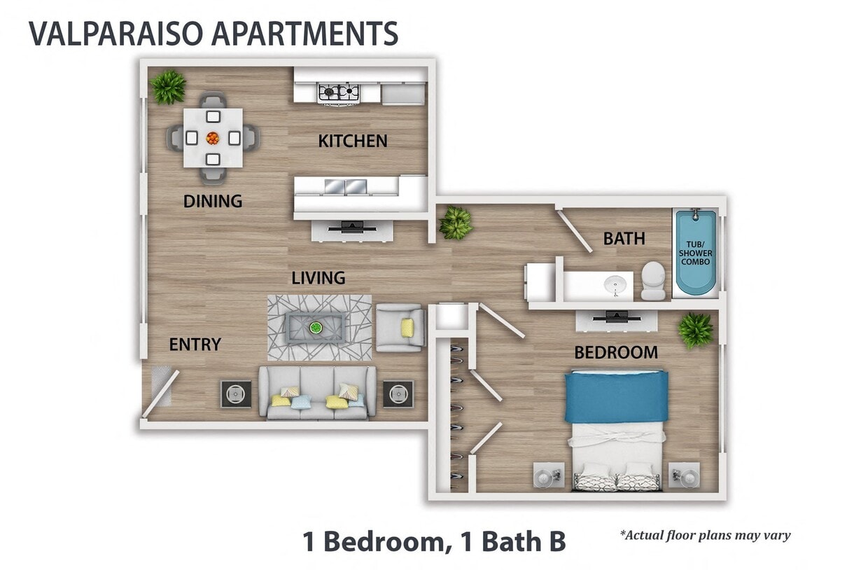 Floor Plan - 1 Bedroom, 1 Bath