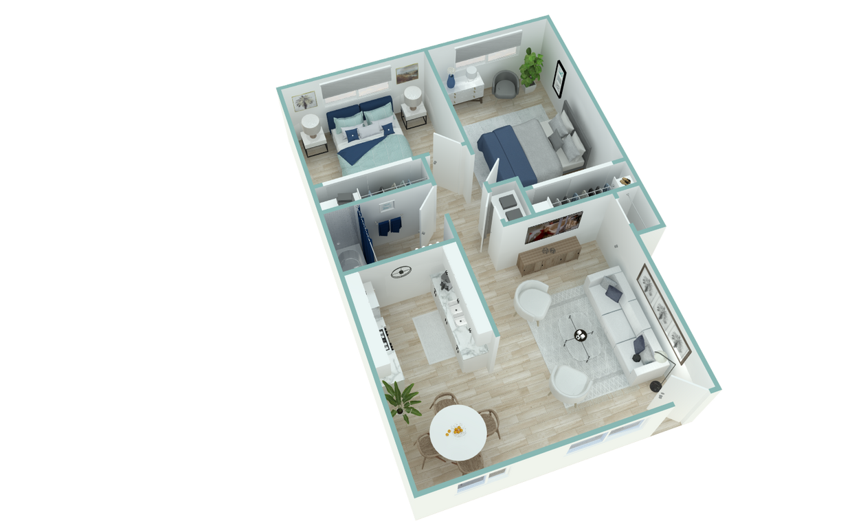 Floor Plan - 2BD, 1BTH A