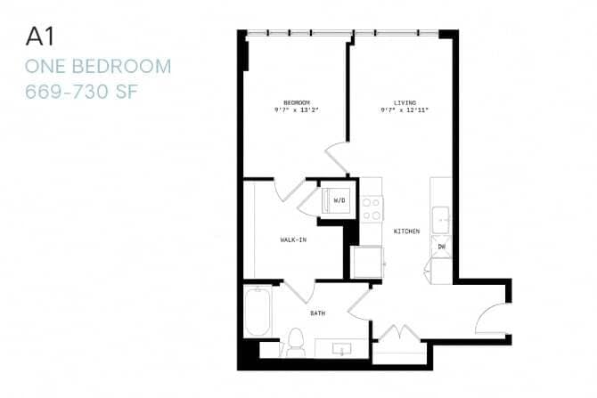 Floor Plan - One Bedroom A1