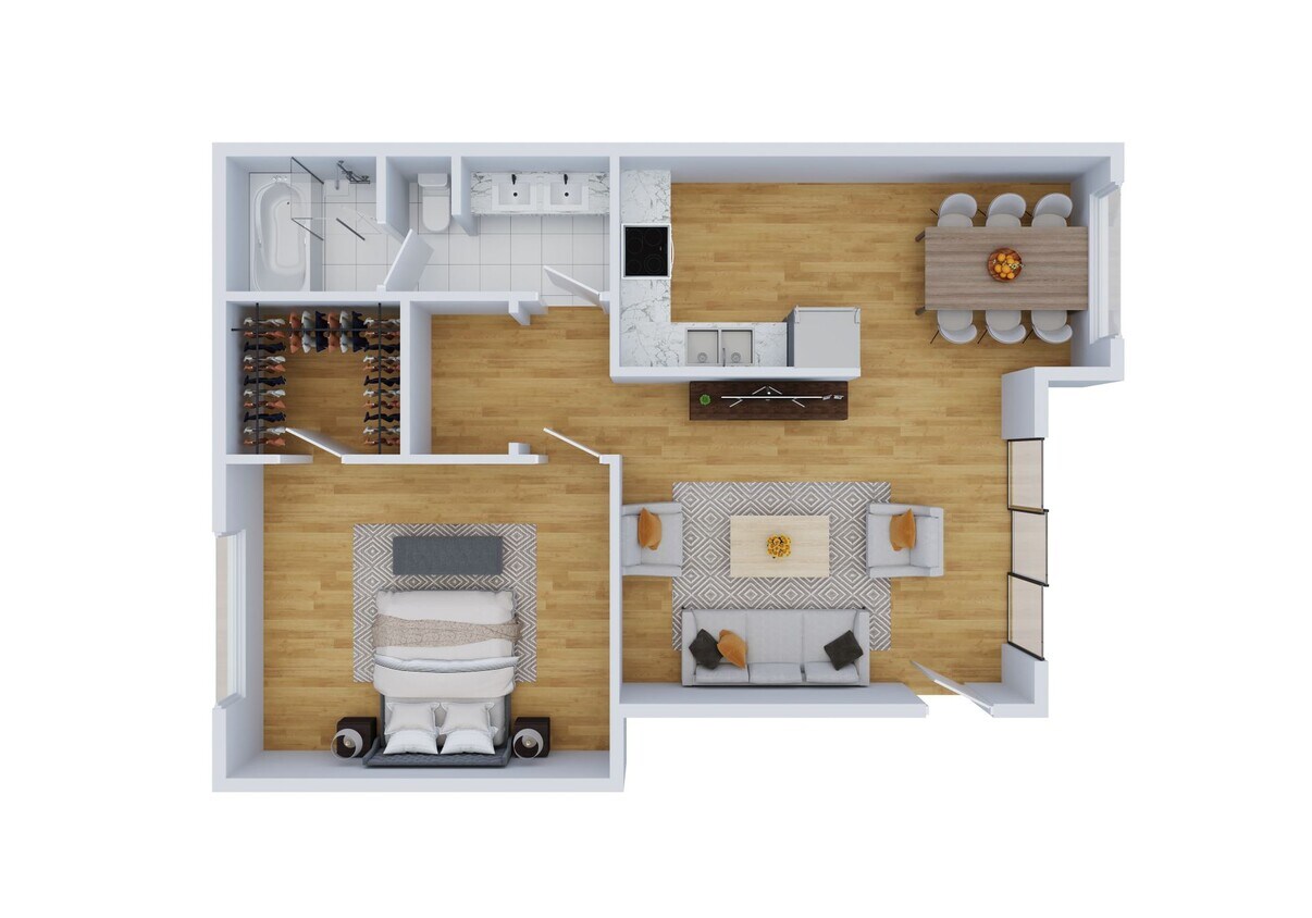 Floor Plan - 1bd/1ba - Premium